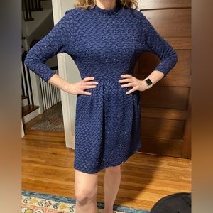Altar’d  State size M keyhole back navy dress with sparkle